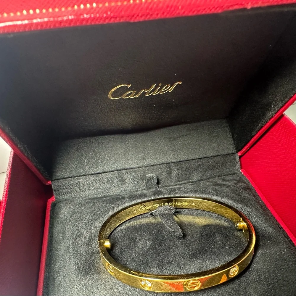 Cartier Gold and Black Love Bracelet with Red Presentation Box - Picture 4 of 5